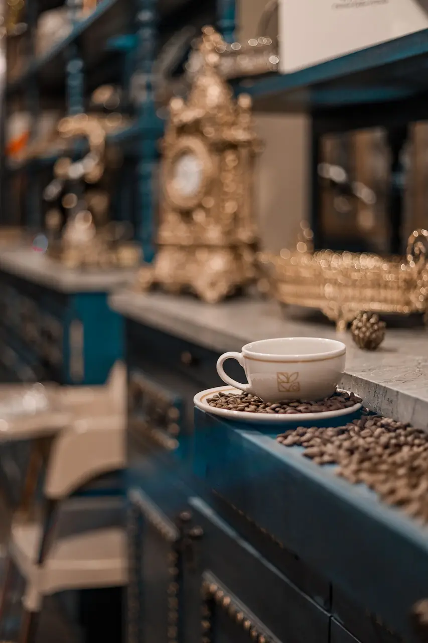 Eleganten porcelan in osvežilni napitki v sprejemnem prostoru